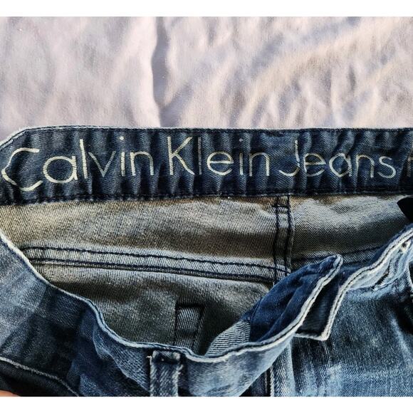Calvin Klein Pencil Skinny Jeans Blue Denim Size 12 31" Distressed Y2K Med Wash - Picture 8 of 12